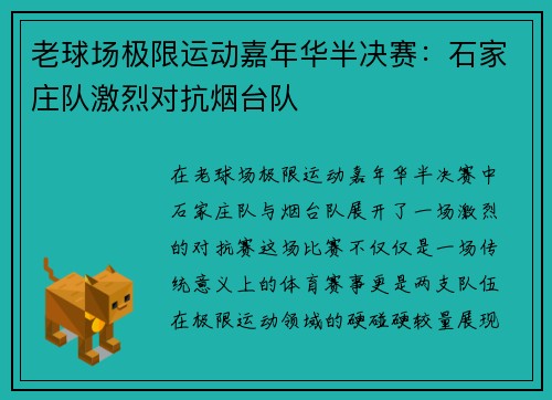 老球场极限运动嘉年华半决赛：石家庄队激烈对抗烟台队